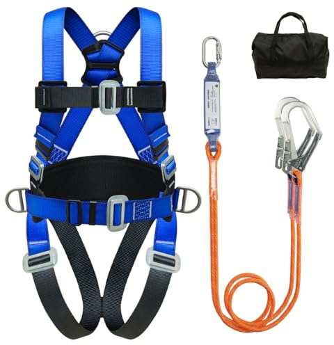DIJJIG Anti-Fall Safety Harness Kit with 1.8M Lanyard, Adjustable,Thick Waist Protection,Used for High-Altitude Operations,Construction,Tree Pruning,CE Certification