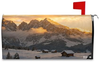 Yoogain Coperture magnetiche decorative della cassetta della posta di paesaggio delle case di montagna della neve per Halloween unico inverno copertura delle cassette postali di formato standard