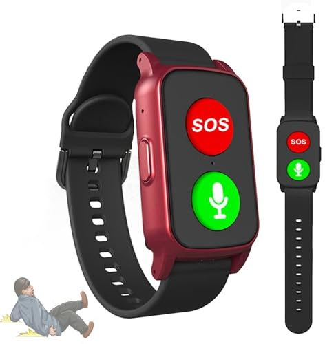 Reloj Inteligente Para Personas Mayores Con Detección De Caídas, Alerta De Caídas Con Función De Llamada Y Videollamada, Batería De 600 MAh Y Precisión De Posicionamiento De 5 A 15 Metros(Red)