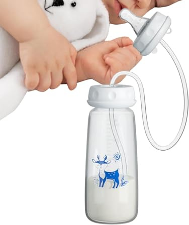 Biberon A Mani Libere,240ml Collo Largo Portatile Antiscivolo, Biberon Per Latte Per Bambini Con Tettarella E Cannuccia - Per Bambini E Bambine In Casa, Cucina, Hotel, Viaggio, Campeggio E Picnic