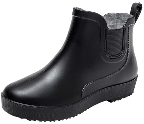 Botas de goma para mujer, medias altas, impermeables, antideslizantes, ligeras, de caña corta, para jardín, lluvia, para exteriores, cómodas, de trabajo, de pesca, de cocina, Negro , 36 EU