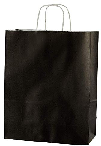 Thepaperbagstore 20 högkvalitativa papperspåsar med tvinnade handtag - svart - medium 250 x 110 x 310 mm