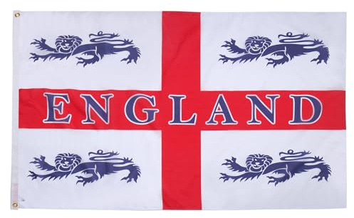 AZ FLAG Flagge England 4 Löwen 150x90 cm Englische Polyester 100D 2 Ösen | Für innen und außen dekorative Flagge doppelte Nähte und verstärkte Kanten mit Metallösen 100D Polyester
