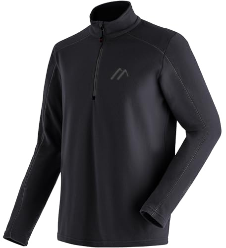 Maier Sports Dennis, Half-Zip-Midlayer für Herren, Universell einsetzbarer Midlayer zum Skifahren und Wandern, dryprotec Technologie, Atmungsaktiv, NFC-Chip für einfaches Recycling, Schwarz, 60