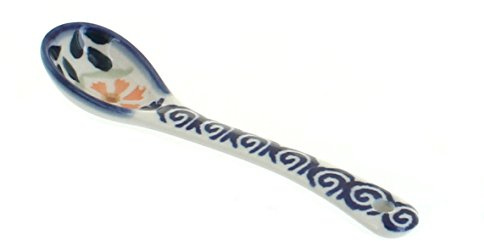 Blue Rose Polish Pottery - Orange Garden Bouquet Sugar Spoon - 5 Long - Ceramic Teaspoon for Coffee, Tea, Sugar & Condiments