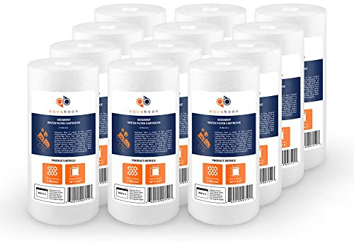 Aquaboon 5 Micron 10 x 4.5 Well Water Sediment Filter Replacement Whole House Water Filter Cartridge Compatible with DGD-5005, WFHD13001B, 12-Pack