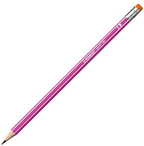 STABILO - Bleistift mit Radierer - pencil 160 in pink - 12er Pack - Härtegrad 2B
