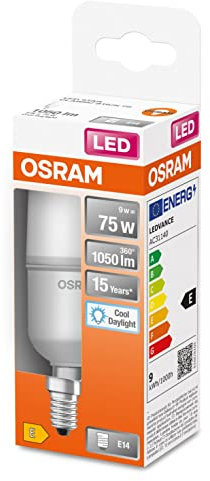 OSRAM LED Star Classic STICK, matte LED-Lampe in Stabform für E14 Sockel, Tageslichtweiß (6500K), 1050 Lumen, Ersatz für herkömmliche 75W-Glühbirnen, 1er-Pack
