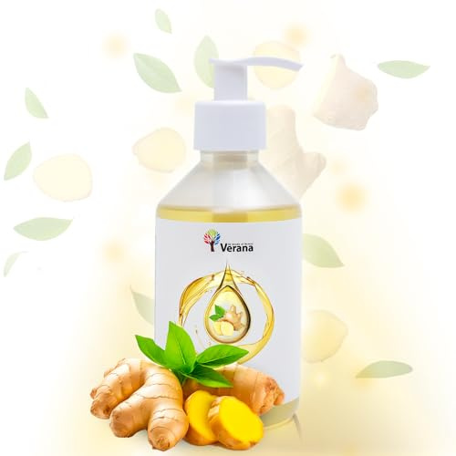 Verana Massageöl Ingwer, 100% Naturkosmetik, BIO, Vegan, wirksam bei Programmen zur Körperformung, Cellulite-Öl, Reduziert Falten, Verjüngung, wärmende Wirkung (250ml)