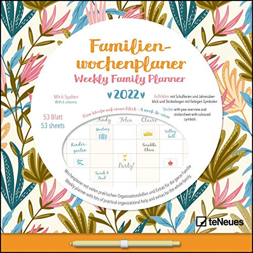 Familien Wochenkalender Flowers 2022 - Familien-Timer - Termin-Planer - Kinder-Kalender - Familien-Kalender - 30,5x30,5