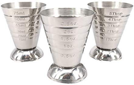 YARNOW 3pièces Tasse à Mesurer Acier Inoxydable De Barre De Dosage Pour Onces Lot De Tasses Doseuses Argentées Pour Cocktails