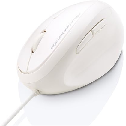 SANWA Souris Ergonomique Filaire, USB Souris Verticale pour Petite à Moyenne Main, 1000/1600 DPI, 5 Boutons, Réduction de la Tension du Poignet, Compatible Win, Mac, PC, Ordinateur, Blanche