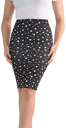 Oh! Pretty Gonna a matita con stampa separata in vita elasticizzata gonna da donna lunghezza media circa 25 pollici al ginocchio gonna da donna diversi disegni plus size curva UK 8-22, Cerchi, 48-50