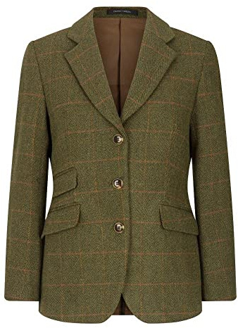 Walker and Hawkes - Blazer Derby da donna in tweed Mayland - Salvia Scura - 48