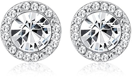 Thunaraz Elegant Clip on Earrings for Women Crystal Teardrop Wedding Earrings Clip on Rhinestone Formal Chandelier Dangle Earrings for Brides Bridesmaids Silver Round