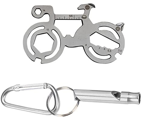 TONAUP Mini Outil Multifonction pour Vélo, 12 en 1 Outil Multifonction avec Sifflets en Aluminium, Porte-clés pour VTT, Randonnée, Camping, Outil de Plein Air Portable