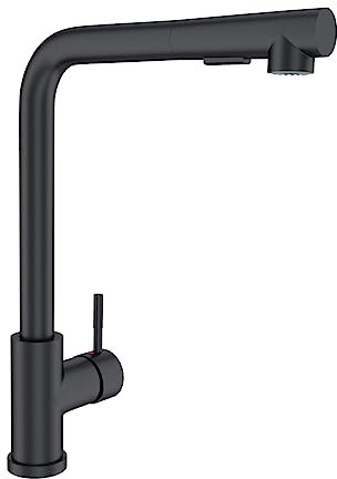 Grifo de fregadero de cocina negro con ducha extensible de alta presión giratoria de acero inoxidable de 360 grados dos tipos de chorro de agua