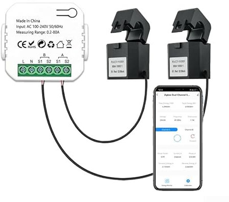 WiFi Smart Energy Meter, 80A Tuya 2 Way KWh Meter, Real Time Electricity Monitor, WIFI Remote Control with Tuya App, Energy Usage Meter Data Management