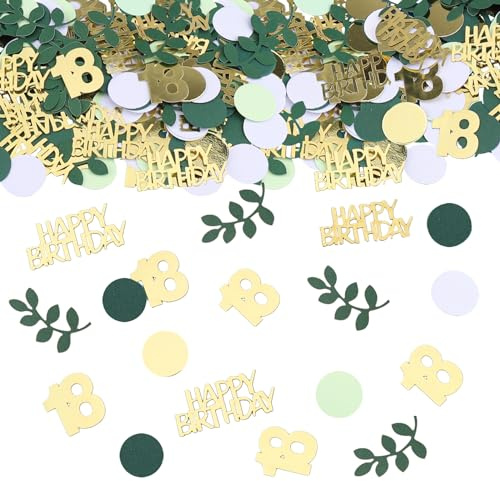 GoldRock Konfetti 18 Geburtstag Deko Grün, 200 Stk Tischdeko 18 Geburtstag,Streudeko Geburtstage 18 Happy Birthday Confetti,18. Geburtstage Junge Mädchen,18. Geburtstags Deko Tisch,18 Jahre Tischdeko