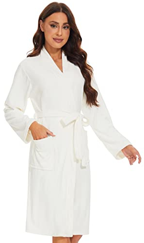 Ymmchy Weicher Bademantel Damen Frottee Morgenmantel Leichte Saunamantel Women Sauna Robe