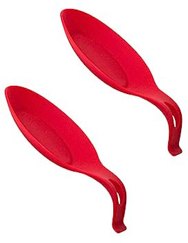 MAGICLULU 2 Piezas Estante Para Utensilios De Cocina Organizador De Descanso De Cuchara Portacucharas Para Encimera Cuchara De Cocina De Silicona Soporte De Silicona Grado De Comida Rojo