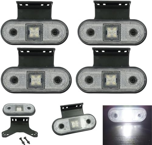 Generisch 4 x LED Begrenzungsleuchten Positionsleuchten Seitenleuchten Weiß LKW PKW Wohnmobil Wohnwagen 12v 24v E9