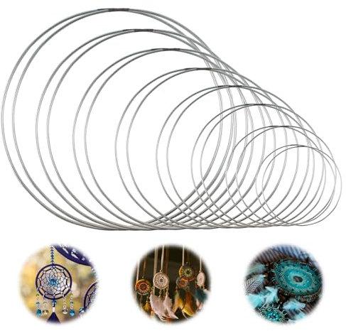16 Pezzi Anello Metallo per Acchiappasogni, 8 Forme Anello Metallo per Artigianato, Centrotavola a Cerchio Floreale, Cerchio Acchiappasogni per Il Fai da Te