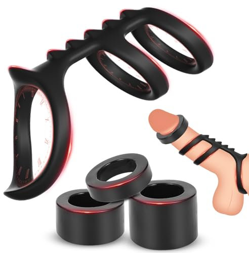 BDSMAGE Set de 4 Anneaux Péniens Cockringe élastique Anneaux pour Testicules Améliorer l'érection Longue Durée Jouet Sexuel pour Hommes Couples