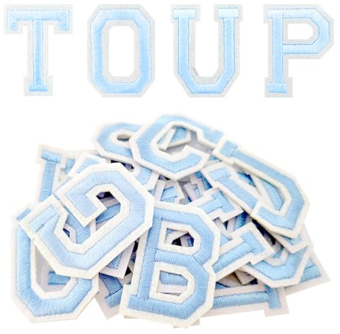 52 Stück Aufbügler-Buchstabenflicken, Alphabet A-Z-Flicken, Filzbuchstaben, Stoffbuchstaben, Aufnäherbuchstaben für Kleidung, Hüte, Taschen, Socken, DIY-Zubehör (Dunstblau)