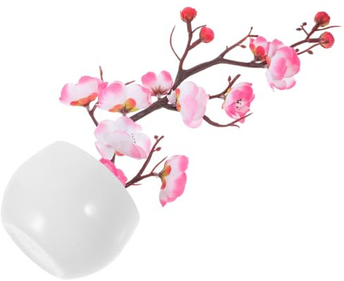 QUMIIRITY Künstliche Pflaumenblüte Im Topf Realistisch Natürliche Blüten Detailgetreu Für Wohnraum Büro Tischdekoration Pflegeleicht Ohne Gießen Langlebig Rosa