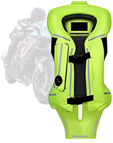 TRBSTUY Motorrad Airbag Weste Jacke,Sturzdämpfenden Stoßdämpfenden Aufblasbaren Schutzwesten Ausgestattetmänner Und Frauen Vier Jahreszeiten Reiten Reisen,Grün,M