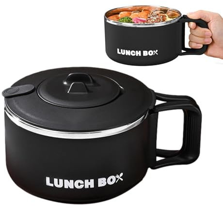 Cuenco de sopa con tapa-1200 ml de Ramen-Kocher Soup taza tazón de ramen japonés | Olla de pasta portátil con gran capacidad para la universidad, el hogar, el dormitorio, el b