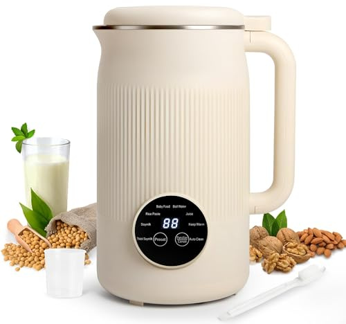 8 in 1 Nut Milk Maker Blender, 40OZ Homemade Almond, Soy, Oat, Coconut, Yogurt and Non Dairy Beverages, Automatic Soybean Blender Machine with Delay Setting, Keep Warm, Self-Cleaning, Boiling