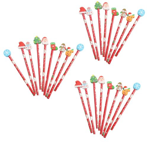 DIYEAH 25pezzi Matita Di Natale in Legno e Tpr Cancelleria Natalizia Matite Colorate Per Ragazzo Ragazza Ragazza Con Gomma Kit Di Scuola Per Feste