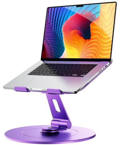LOXP Laptop Stand with Phone Holder, Adjustable Laptop Stand with Base, Aluminum Computer Mount Holder, Ergonomics Printer Stand, Fits MacBook, up to 17.3 All Notebooks Purple