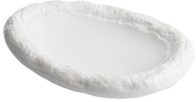 Grandes assiettes à dîner modernes en céramique blanche de 33 cm – Plat à manger empilable avec texture de pierre pour pâtes, sushis et desserts – Vaisselle créative de restaurant