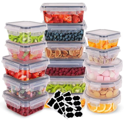 CALIYO 16er Frischhaltedosen Set mit Deckel, Vorratsdosen Set für Lebensmittel Meal Prep Boxen Gefrierdosen Tupperdosen Set Aufbewahrungsboxen, BPA-frei