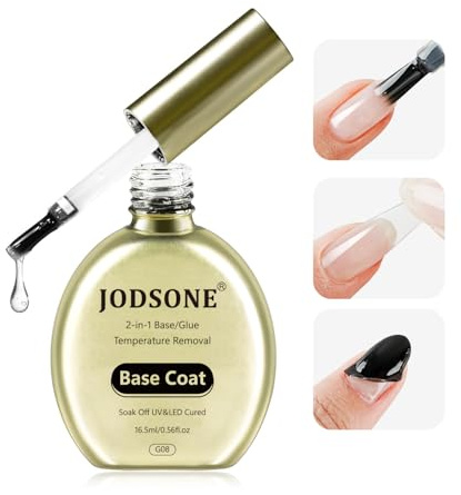 JODSONE Base Coat – 16,5 ml de base de esmalte de uñas de gel de larga duración, secado UV/LED, no se limpia con un paño