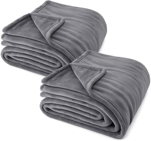 2er Set Kuscheldecke 150x200cm - Anthrazit (150x200cm-Anthrazit-2-Stück) | Fleecedecke, Flauschige Wohndecke, Ganzjahresdecke, weich und warm, waschbar, Sofadecke Doppelpack