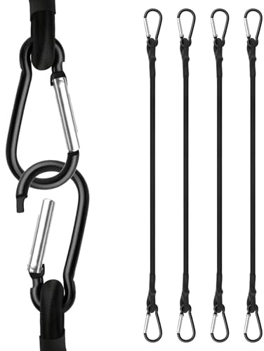 Arvoni 4 PCS Bungee Cords with Hooks, 30cm Wear-resistant Bungee Straps with Rust-Resistant Carabiner Hooks, for Camping, Boating, Cycling (Black)