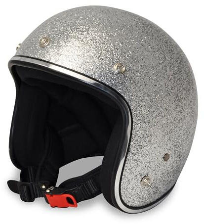 ALPHA SPEEDS – Jet Helm Motorradhelm Fiberglass Kleine Schale Rollerhelm Retro Biker Helm Chopper Helm Flake Helm