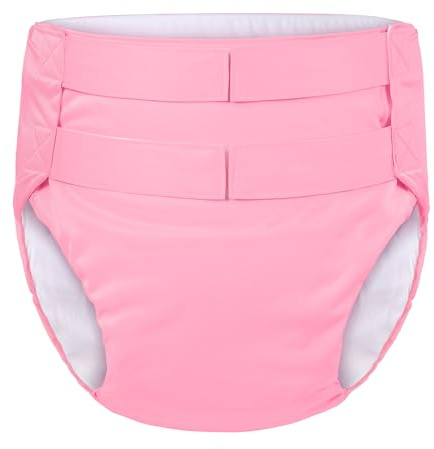 LittleForBig mjuka underkläder bekväma tvättbara justerbara återanvändbara vattentäta träningsbyxor för vuxna med kardborreband magenta/svart/rosa, ROSA, S