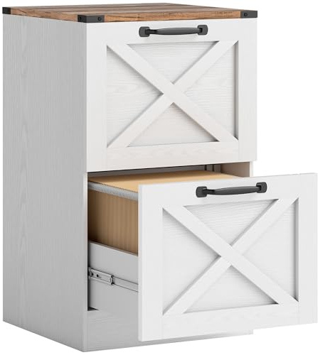 HOMCOM Cajonera Escritorio con 2 Cajones, Cajonera de Oficina, Mueble Archivador, Soporte para Impresora, con Riel Colgante para A4 y Carta, 40x40x71 cm, Blanco