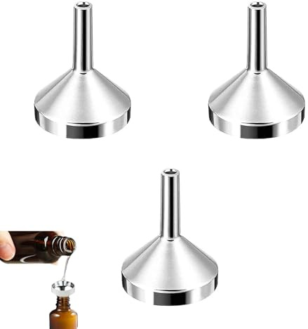 3 PCS Small Funnels for Filling Bottles, Hip Flask Funnel, Metal Funnel, for Bottle Filing Essential Oil, Filling Small Bottle, Glitter Powder, Cosmetics, Crafts, Sand(Silver)