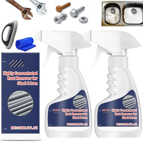 HOPASRISEE Dissolvant De Rouille Haute Performance pour Métal, 120ml Destructeur De Rouille, Highly Concentrated Steel Rust Remover, Métal | Action Rapide | Contient du Borax (2PC)