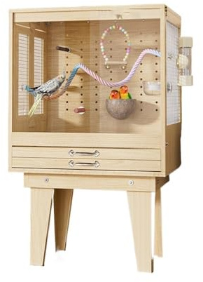 Fågel- och papegojbur Luxury Time Capsule Parrot Villa Premium massivt trä fågelbur for snygga fjäderbeklädda vänner