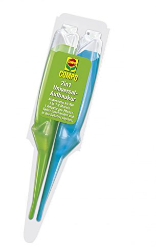 COMPO 2in1 Universal-Aufbaukur, Dünger für alle Zimmerpflanzen, Terrassen- und Balkonpflanzen, 4 Wochen Langzeitwirkung, Grün / Blau, 30 ml