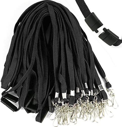 Ollain 25 Pack Breakaway Lanyard with J-Hook Bulk Flat Lanyards for Name tag ID Badges