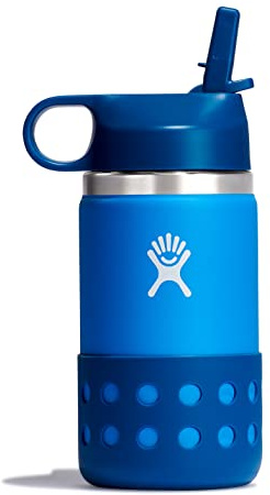 HYDRO FLASK - Kids Water Bottle 354 ml (12 oz) - Vacuum Insulated Stainless Steel Toddler Water Bottle - Silicone Flex Boot, Easy Sip Straw Lid - BPA-Free - Wide Mouth - Lake