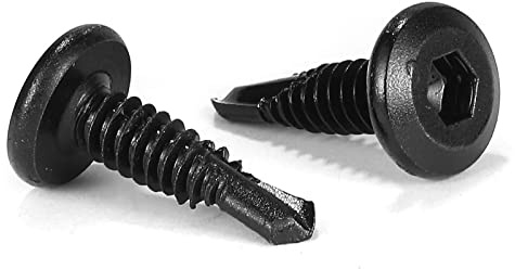 #12 x 3/4 Sheet Metal Screws 100Pcs 410 Stainless Steel Flat Head Socket Cap Screws, Tek Screws Allen Socket Drive Screws Fast Self Tapping Screws Black Oxide by SG TZH